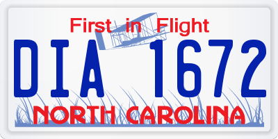 NC license plate DIA1672