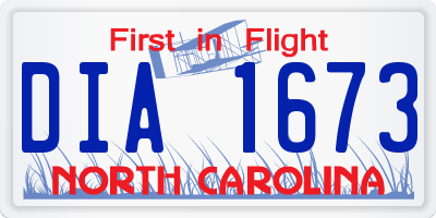 NC license plate DIA1673