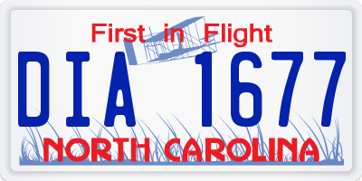 NC license plate DIA1677