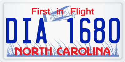 NC license plate DIA1680