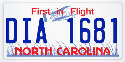 NC license plate DIA1681