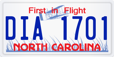 NC license plate DIA1701