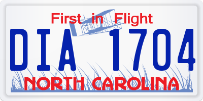 NC license plate DIA1704