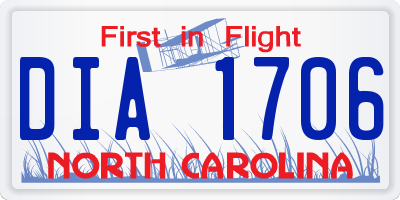 NC license plate DIA1706