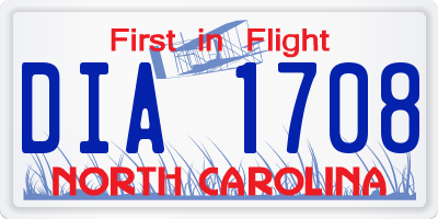 NC license plate DIA1708