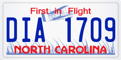 NC license plate DIA1709
