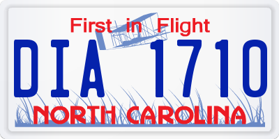 NC license plate DIA1710