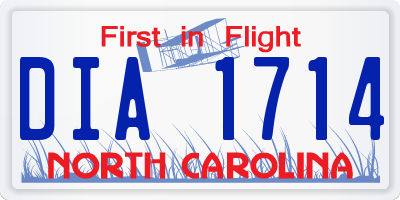NC license plate DIA1714
