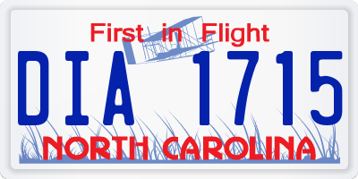 NC license plate DIA1715