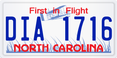 NC license plate DIA1716
