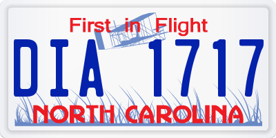 NC license plate DIA1717