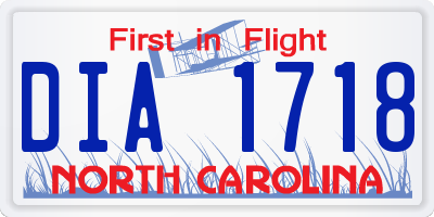 NC license plate DIA1718