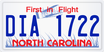 NC license plate DIA1722