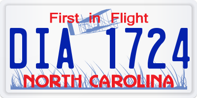 NC license plate DIA1724