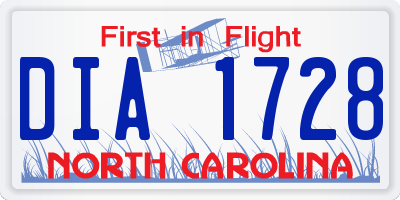 NC license plate DIA1728