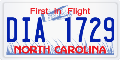 NC license plate DIA1729