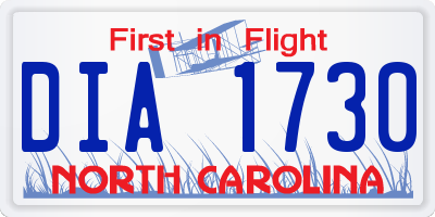 NC license plate DIA1730