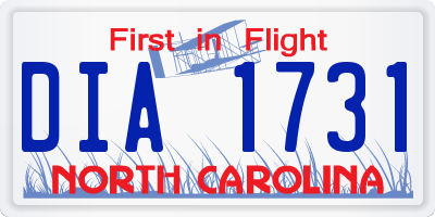 NC license plate DIA1731
