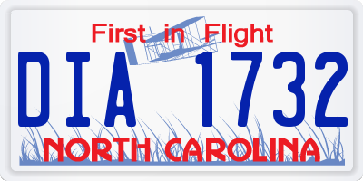 NC license plate DIA1732