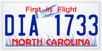 NC license plate DIA1733
