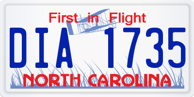 NC license plate DIA1735