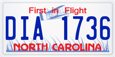NC license plate DIA1736