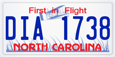 NC license plate DIA1738