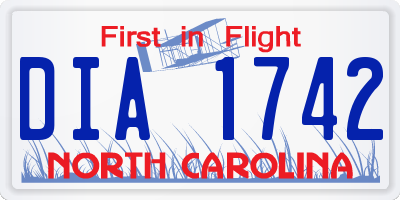 NC license plate DIA1742