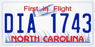 NC license plate DIA1743