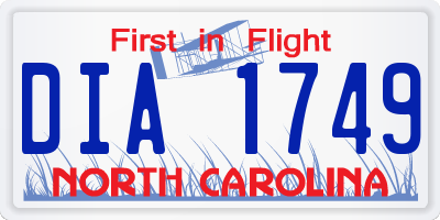 NC license plate DIA1749