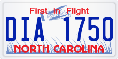 NC license plate DIA1750