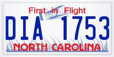 NC license plate DIA1753