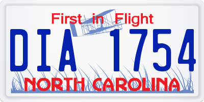 NC license plate DIA1754