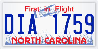 NC license plate DIA1759