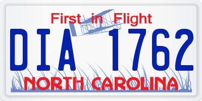 NC license plate DIA1762