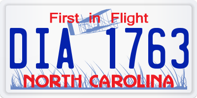 NC license plate DIA1763