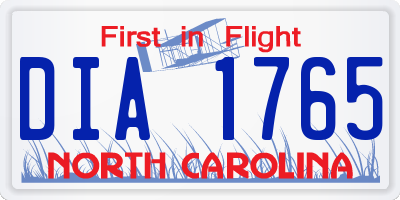 NC license plate DIA1765