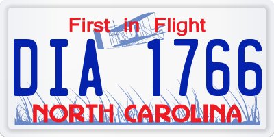 NC license plate DIA1766