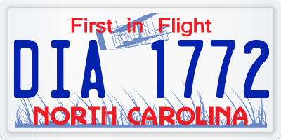 NC license plate DIA1772