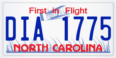 NC license plate DIA1775