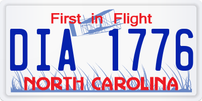 NC license plate DIA1776