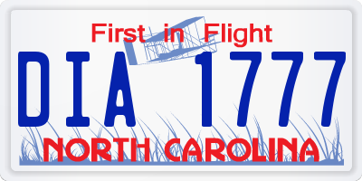 NC license plate DIA1777