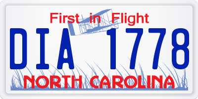 NC license plate DIA1778