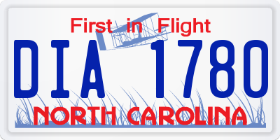 NC license plate DIA1780