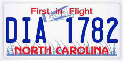 NC license plate DIA1782