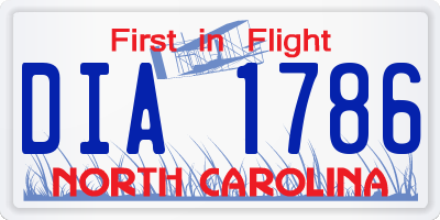 NC license plate DIA1786