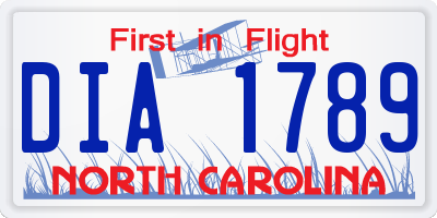 NC license plate DIA1789