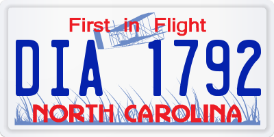 NC license plate DIA1792