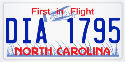 NC license plate DIA1795