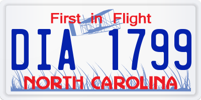 NC license plate DIA1799